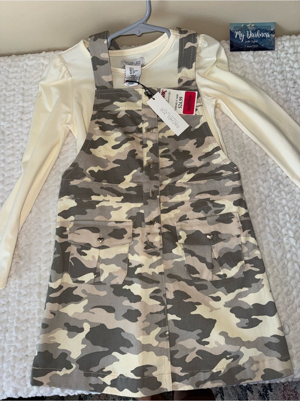 Camo Pinafore Dress with Cream Long-Sleeve Tee - Kids